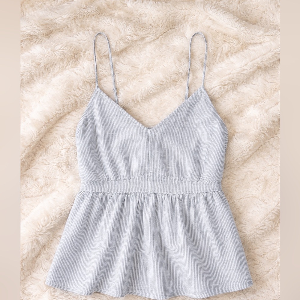 Abercrombie & Fitch Blue Stripe Peplum Cami Top | Size L | NWOT Tie Back Cami AF